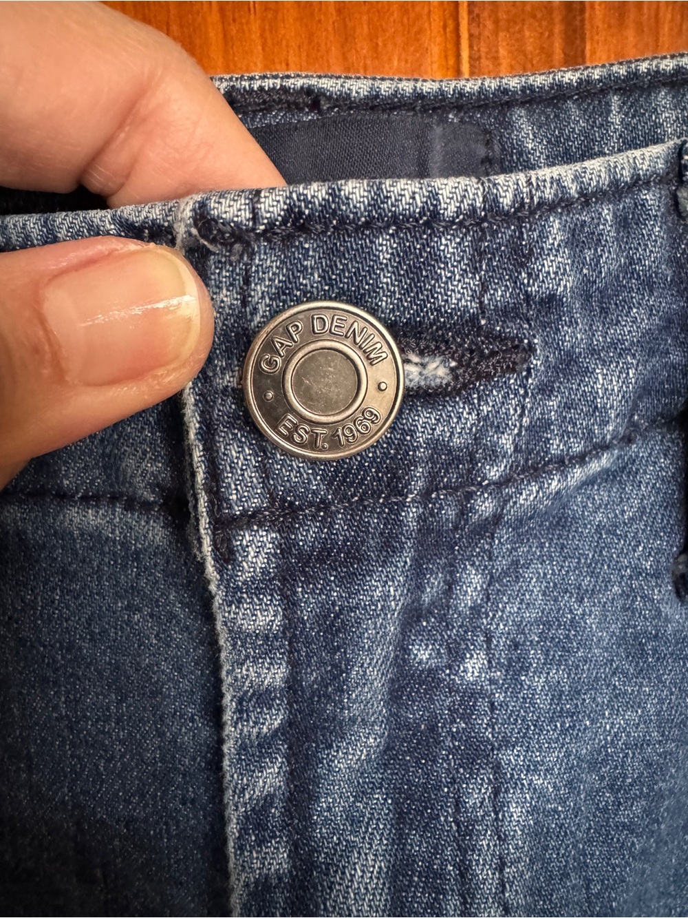 GAP Mid-Rise Button-Side 70’s Flare Jeans - Blue - Picture 8 of 10